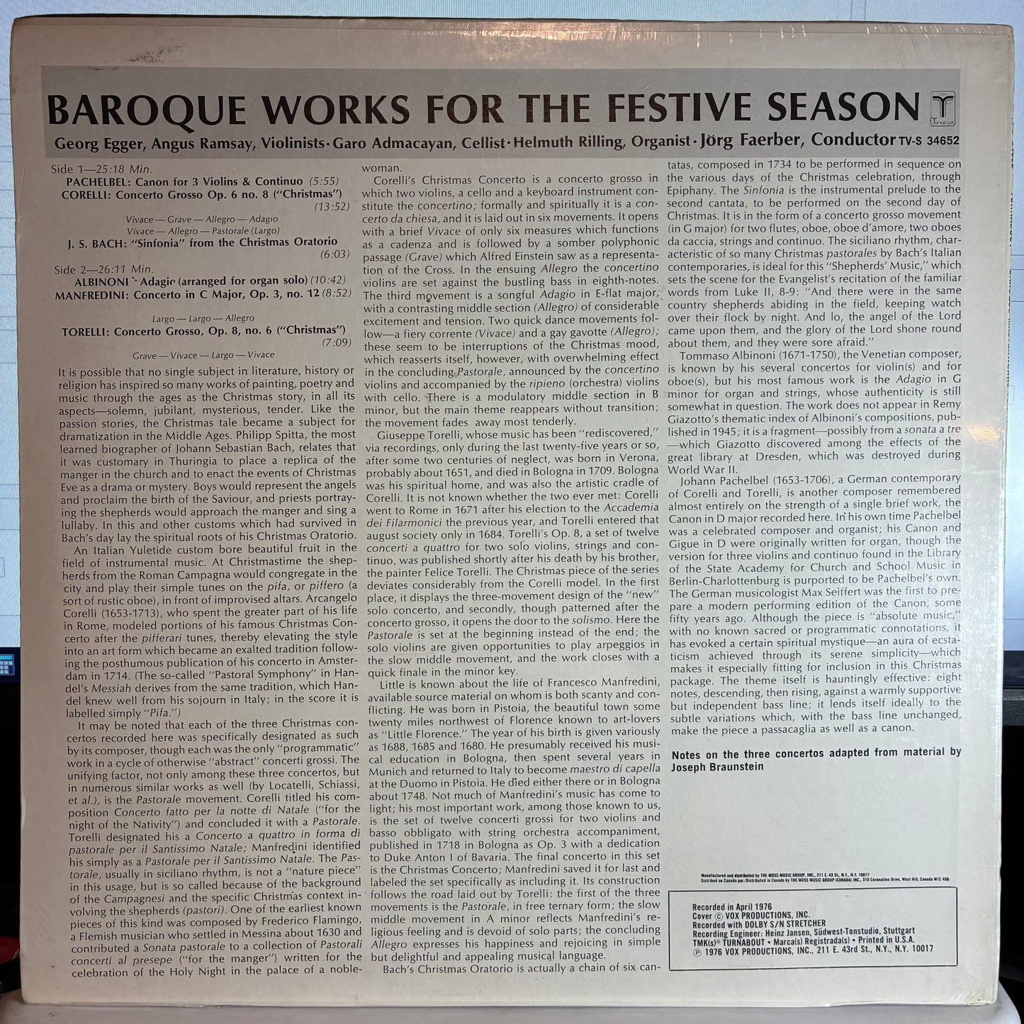 Württembergisches Kammerorchester - Baroque Masterworks For The Festive Season (VINYL) | Mint (M)