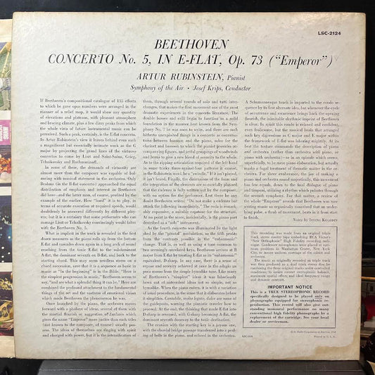 Ludwig Van Beethoven - (Emperor) Concerto No. 5 (VINYL) | Excellent (EX) Excellent+ (EX+)