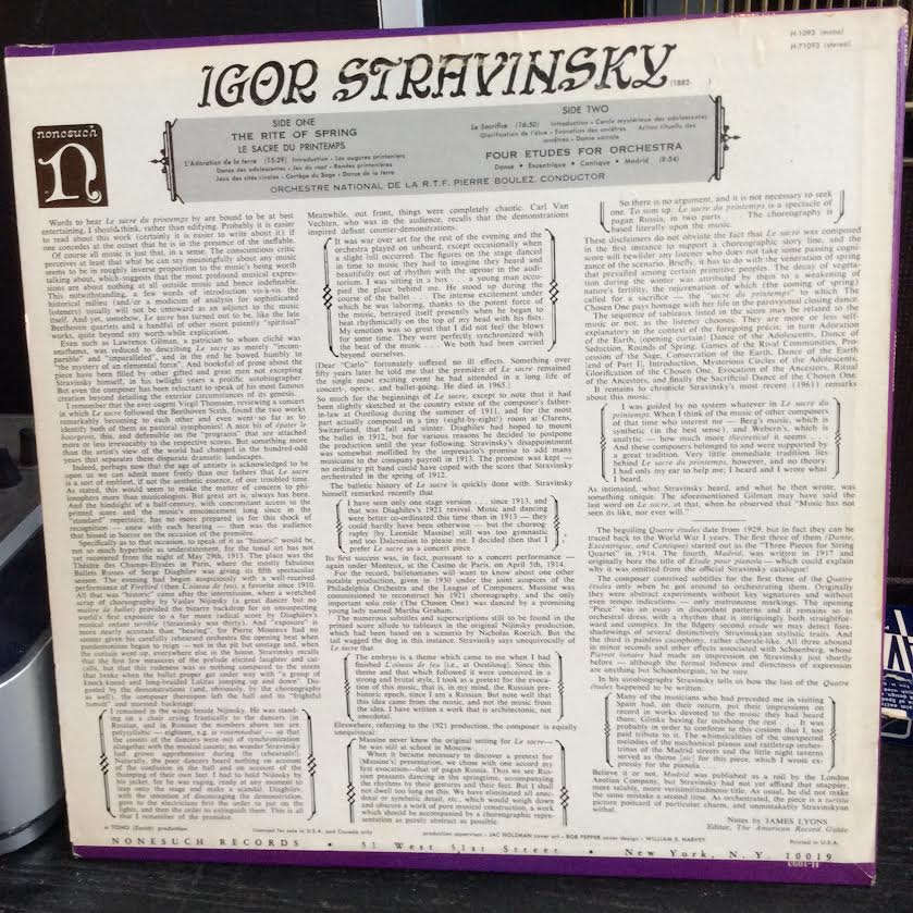 Igor Stravinsky - Pierre Boulez, Orchestre Nationa - The Rite Of Spring (Le Sacre du Printemps) (VINYL) | Near Mint (NM or M-) Very Good Plus (VG+)