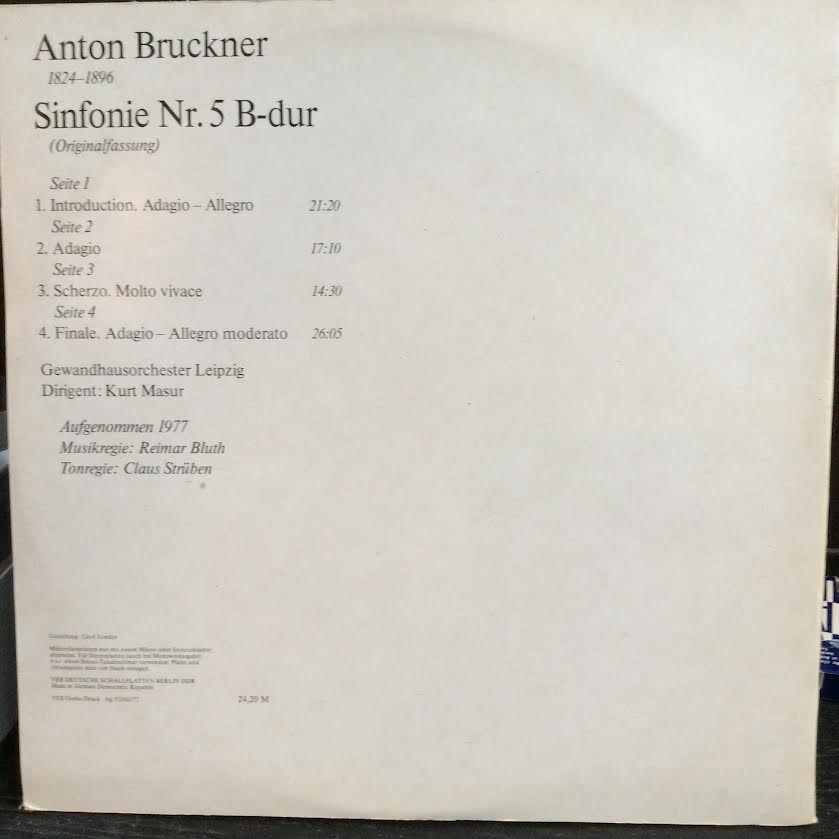 Anton Bruckner - Gewandhausorchester Leipzig, Kurt - Sinfonie Nr.5 B-dur (Originalfassung) (2xVINYL) | Near Mint (NM or M-) Very Good Plus (VG+)