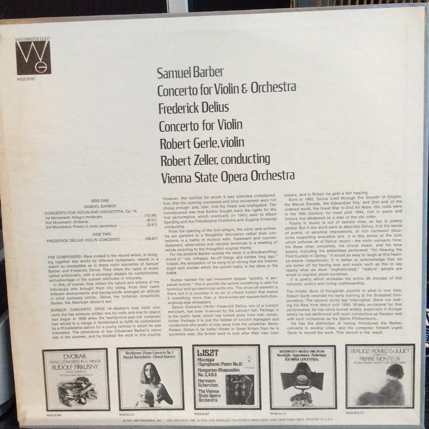 Concerto For Violin And Orchestra / Concerto For Violin (VINYL) | Near Mint (NM or M-) Very Good Plus (VG+)