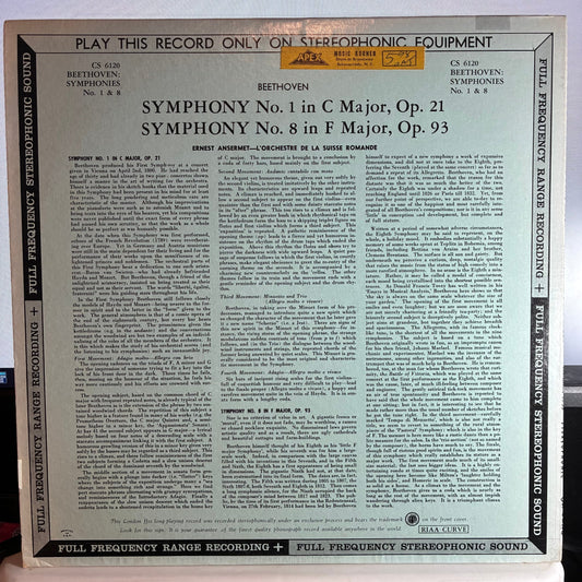 Ludwig van Beethoven - Symphony No. 1 In C Major Op. 21 / Symphony No. 8 In F Major Op. 93 (VINYL) | Very Good Plus (VG+) Excellent+ (EX+)