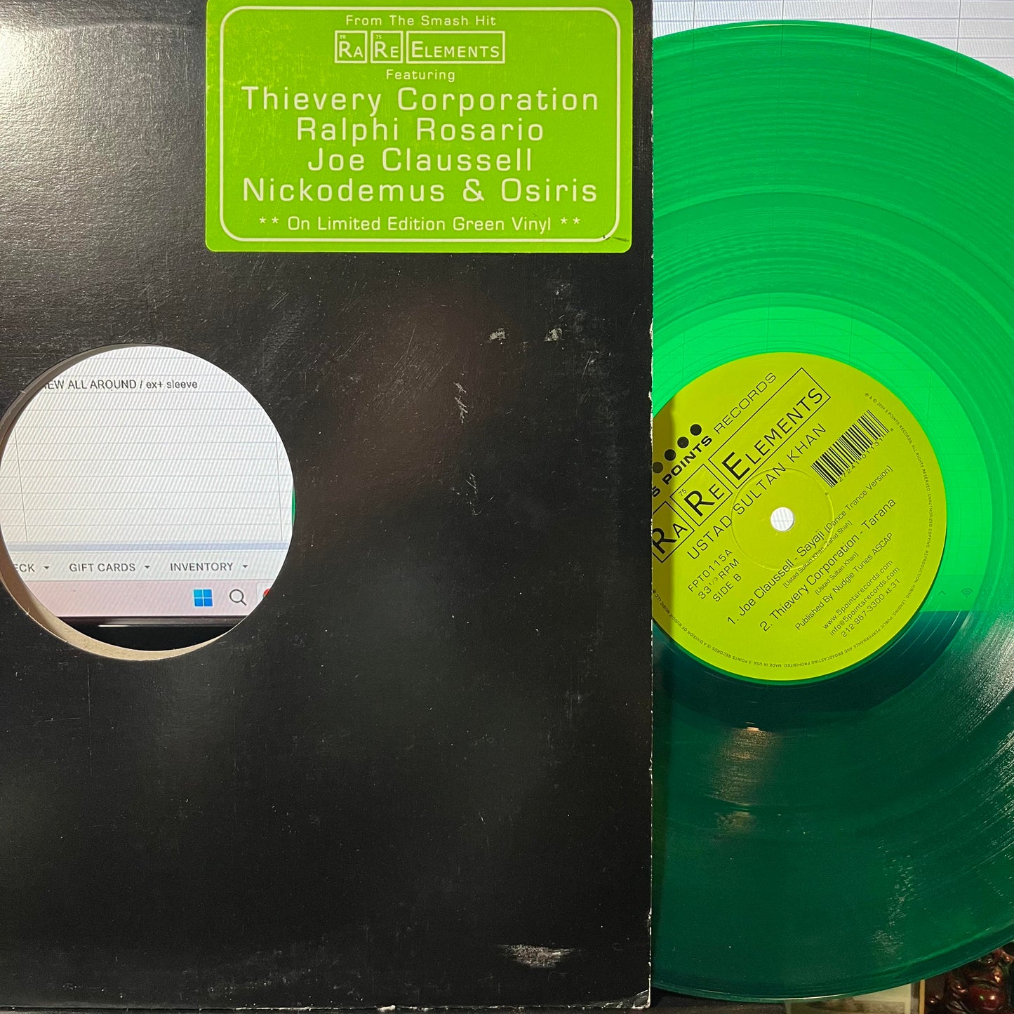 Ustad Sultan Khan - Rare Elements EP (GREEN 12" VINYL) | Near Mint (NM) Excellent+ (EX+)