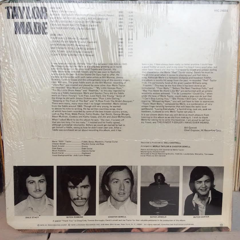 Taylor Made (The Soul Fiddle Of Merle "Red" Taylor) (VINYL) | Mint (M)