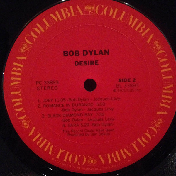 Bob Dylan - Desire (VINYL) | Very Good Plus Plus (VG++) Near Mint (NM)