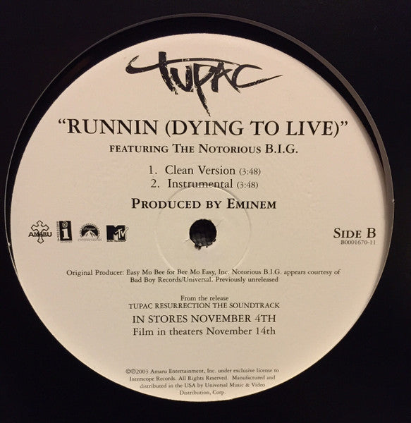 2Pac - Runnin (Dying To Live) (12" VINYL) | Near Mint (NM) Excellent+ (EX+)