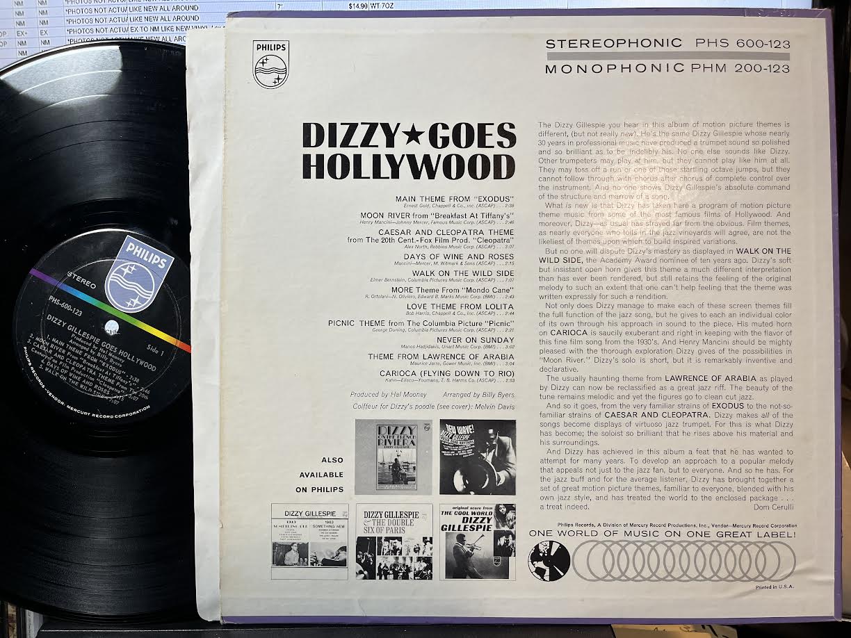 Dizzy Gillespie - Dizzy Goes Hollywood (VINYL) | Excellent+ (EX+) Excellent+ (EX+)
