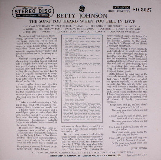 The Song You Heard When You Fell In Love . . . (VINYL) | Very Good Plus (VG+) Very Good Plus (VG+)