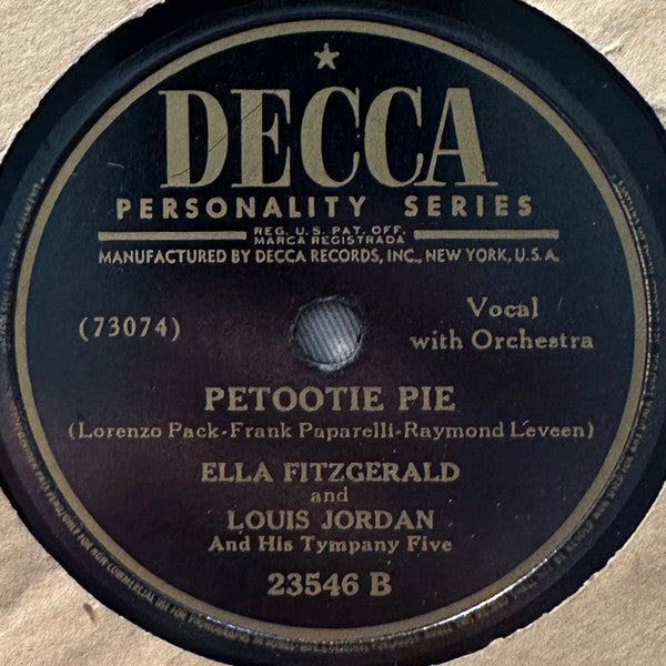 Ella Fitzgerald - Stone Cold Dead In The Market / Petootie Pie (10" 78RPM RECORD) | Very Good (VG) Generic