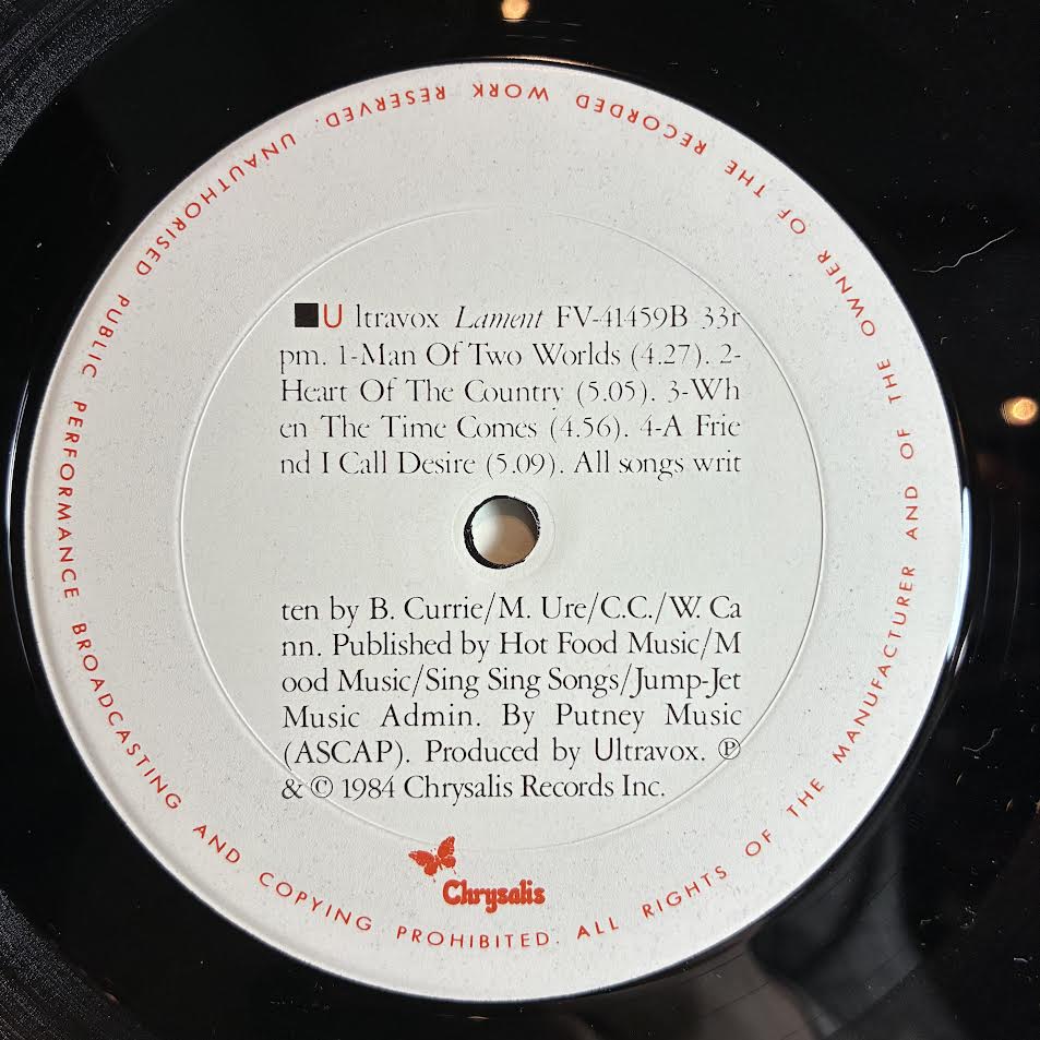 Ultravox - Lament (VINYL) | Excellent+ (EX+) Excellent (EX)