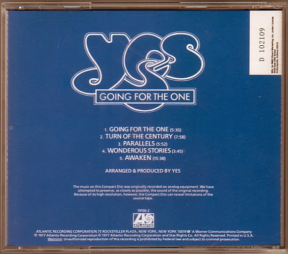 Yes - Going For The One (CD) | Excellent+ (EX+) Near Mint (NM)