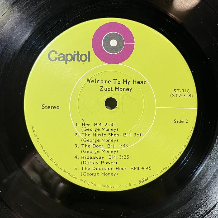 Zoot Money - Welcome To My Head (VINYL) | Excellent+ (EX+) Very Good (VG)
