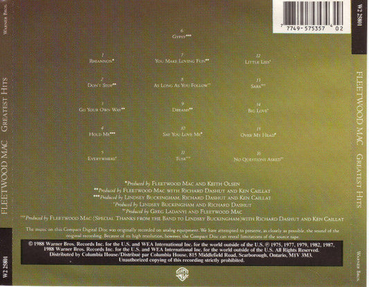 Fleetwood Mac - Greatest Hits (CD CANADA) | Excellent (EX)