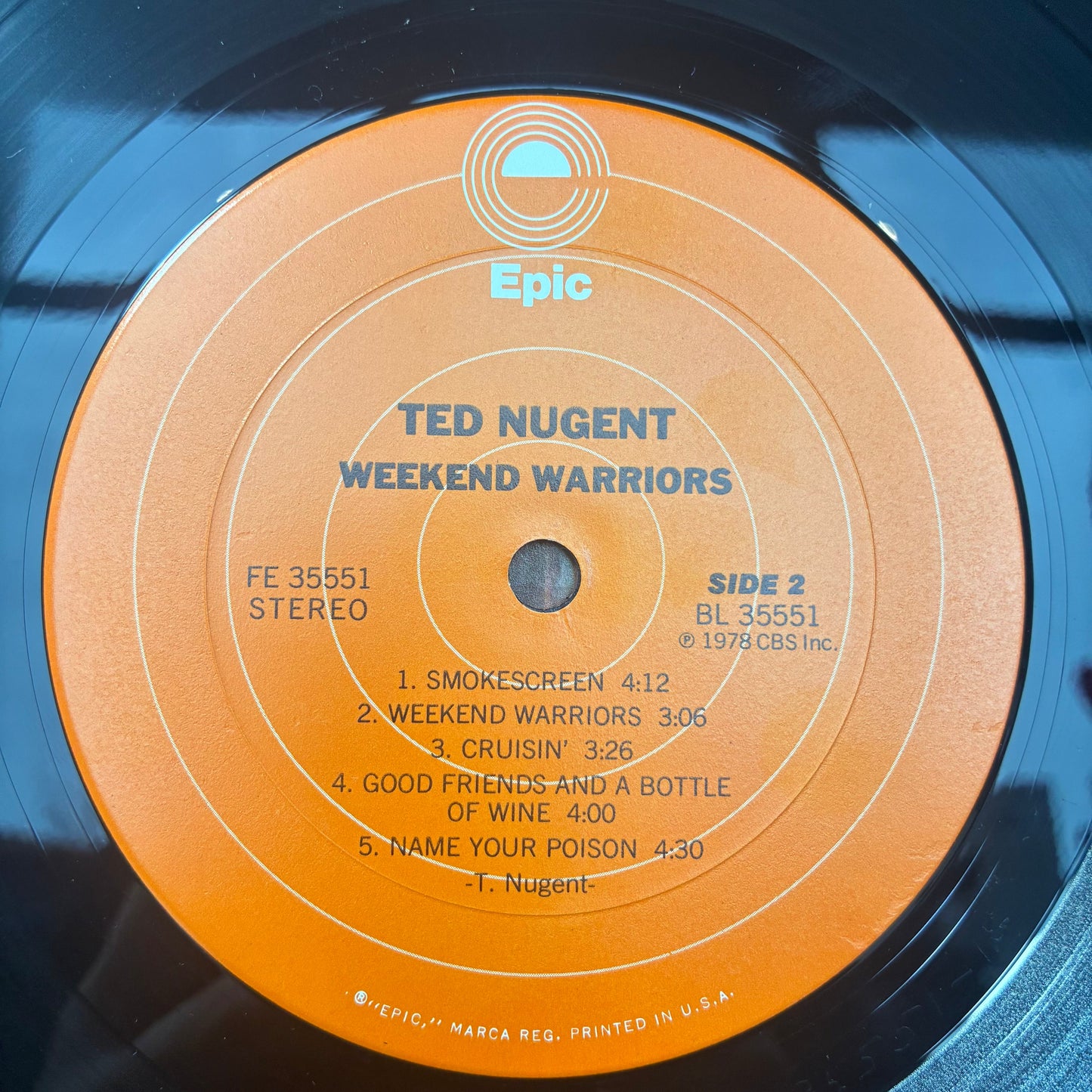 Ted Nugent - Weekend Warriors (VINYL) | Excellent (EX) Very Good Plus (VG+)