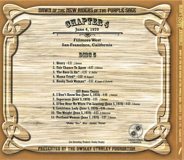 New Riders Of The Purple Sage - Bear's Sonic Journals: Dawn Of The New Riders Of The Purple Sage (4xCD BOX) | Near Mint (NM) Excellent+ (EX+)