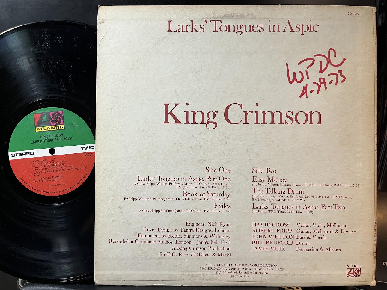 King Crimson - Larks' Tongues In Aspic (VINYL) | Near Mint (NM) Very Good Plus (VG+)