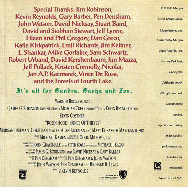 Michael Kamen - Robin Hood: Prince Of Thieves (Original Motion Picture Soundtrack) (CD) | Near Mint (NM) Near Mint (NM)