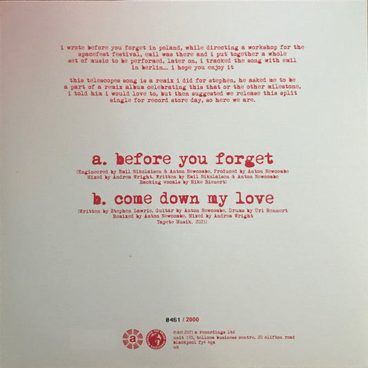 Before You Forget / Come Down My Love | Mint (M) Mint (M)