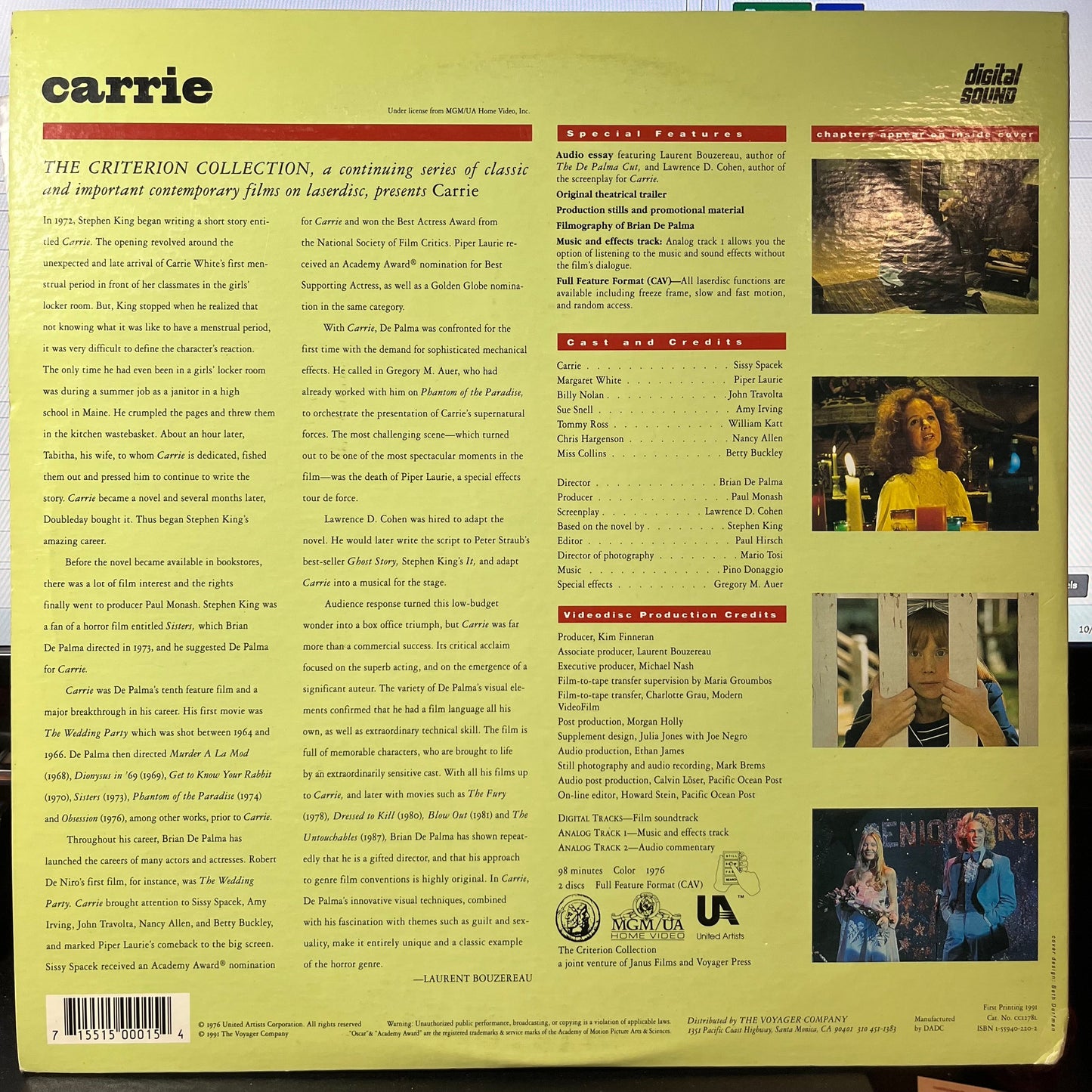 CARRIE (LASER DISC MOVIE) |