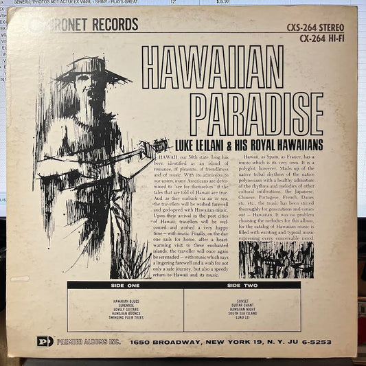 Luke Leilani & His Hawaiian Rhythm - Hawaiian Paradise (VINYL) | Excellent+ (EX+) Excellent (EX)