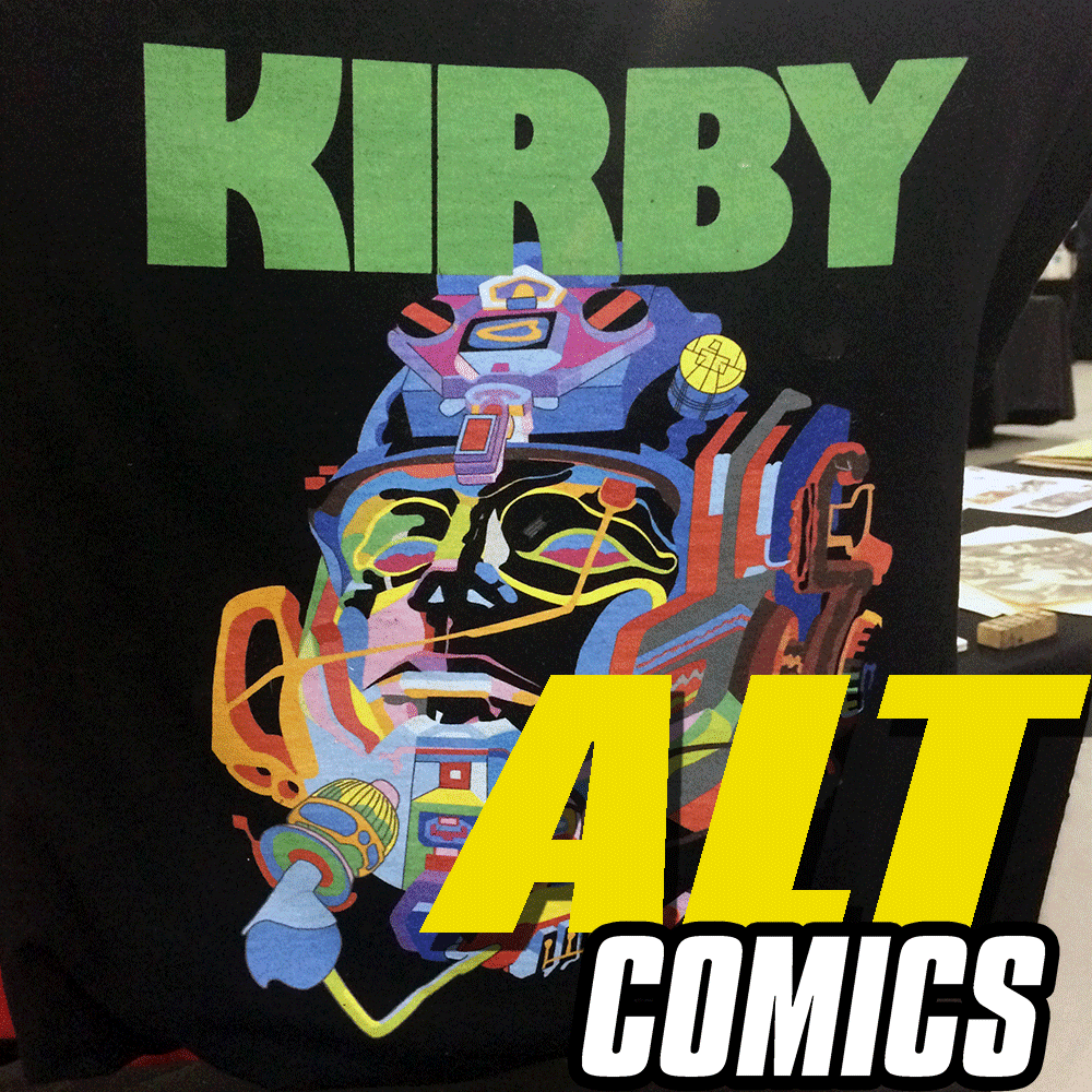 Derf and Bruce Simon & Mark Badger from the Jack Kirby Museum at APE 2 ...