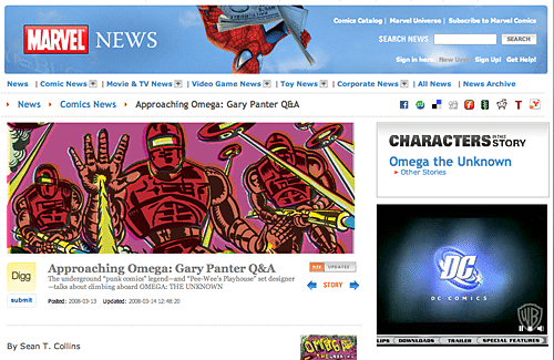 Gary Panter interview at Marvel - Omega, Kirby