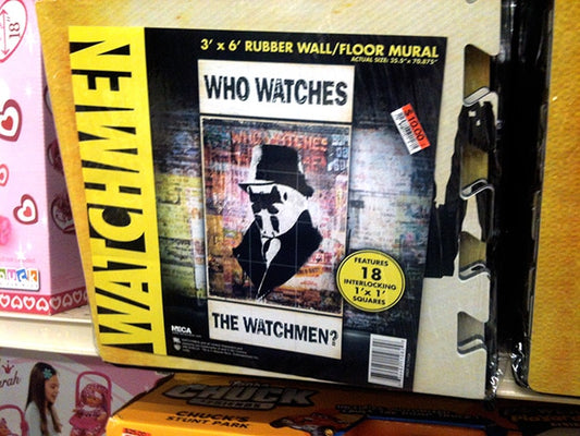 Seen at Big Lots: Watchmen Banksy Knockoff Foam Mats