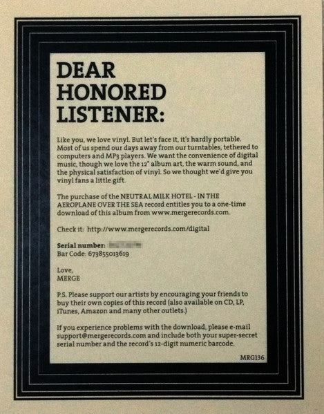 Neutral Milk Hotel - In The Aeroplane Over The Sea (VINYL) | Excellent+ (EX+) Near Mint (NM)