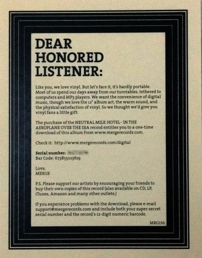 Neutral Milk Hotel - In The Aeroplane Over The Sea (VINYL) | Excellent+ (EX+) Near Mint (NM)