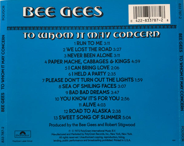Bee Gees - To Whom It May Concern (CD) | Near Mint (NM or M-)