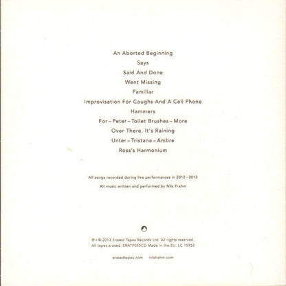 Nils Frahm - Spaces (CD) | Mint (M) Mint (M)