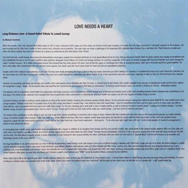 Various - Long Distance Love (A Sweet Relief Tribute To Lowell George) (WHITE VINYL) | Mint (M) Mint (M)