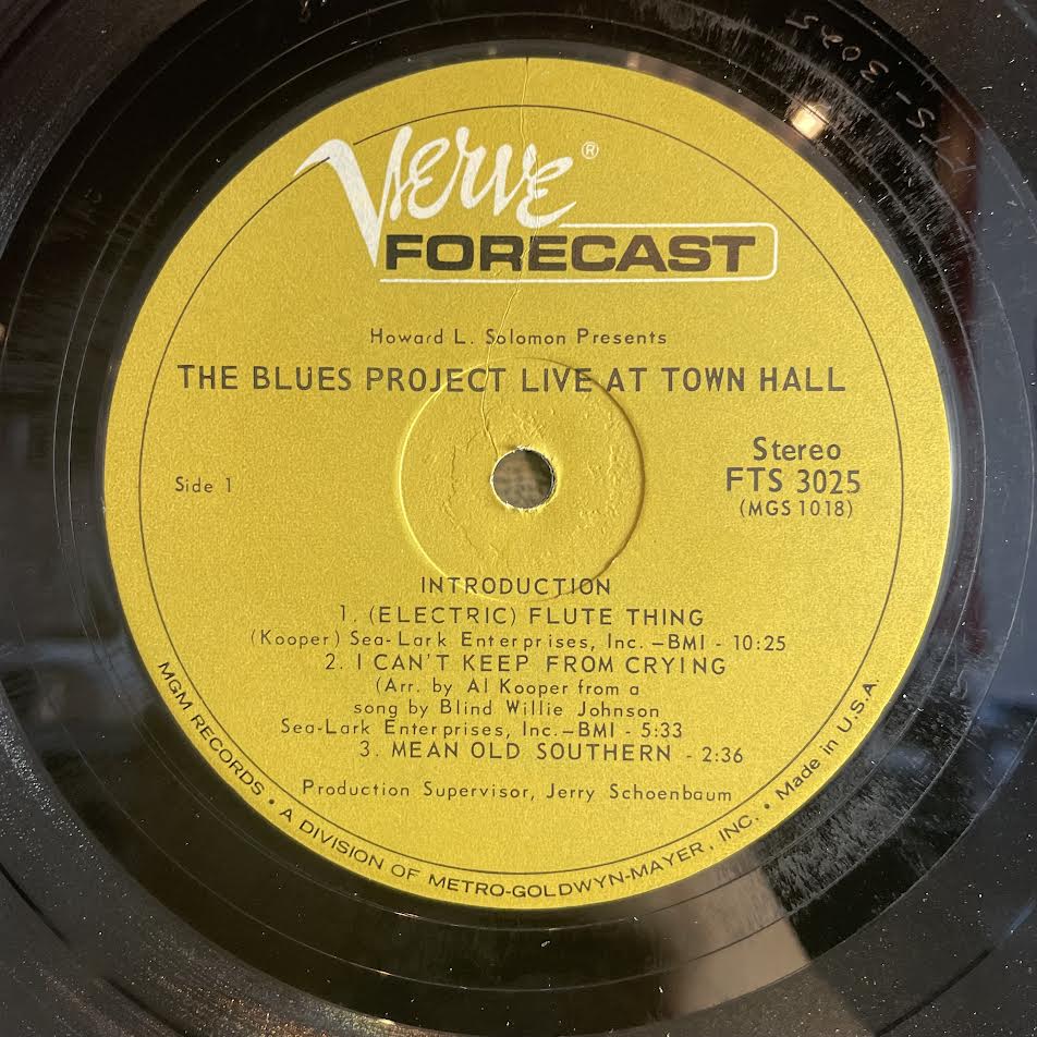 The Blues Project - Live At Town Hall (VINYL) | Excellent+ (EX+) Very Good Plus (VG+)