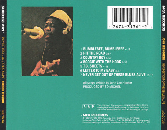 John Lee Hooker - Never Get Out Of These Blues Alive (CD) | Excellent+ (EX+) Near Mint (NM)