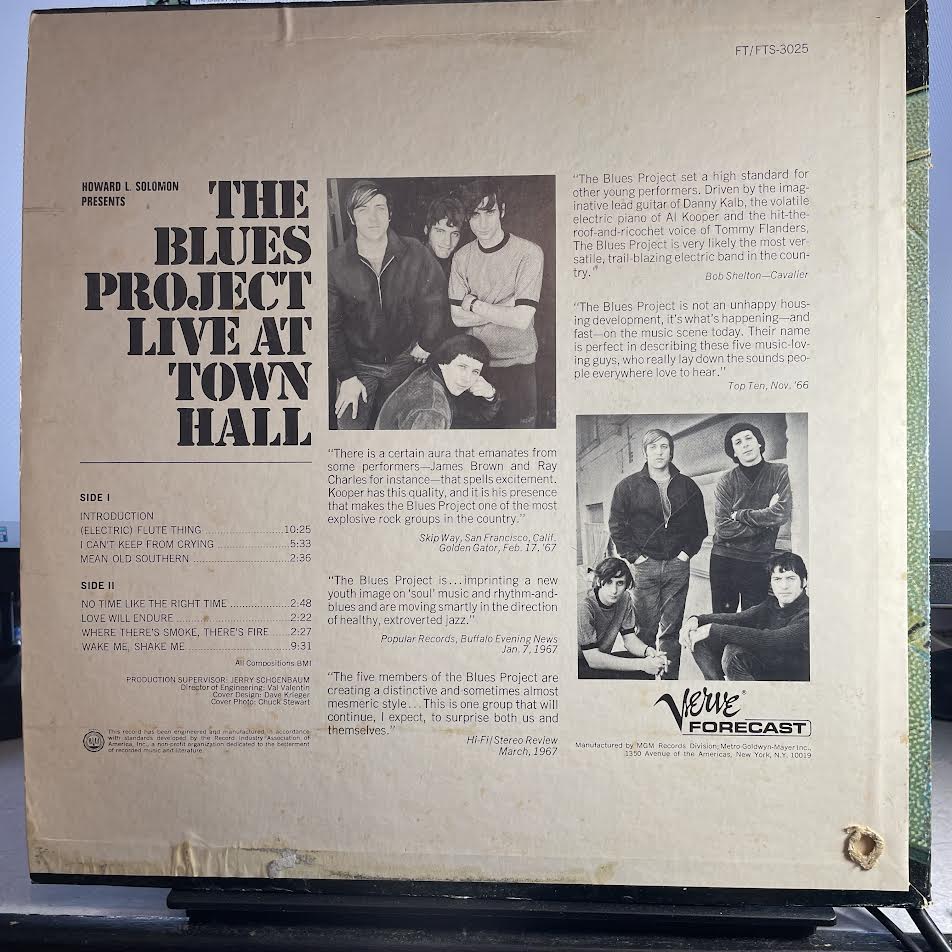 The Blues Project - Live At Town Hall (VINYL) | Excellent+ (EX+) Very Good Plus (VG+)