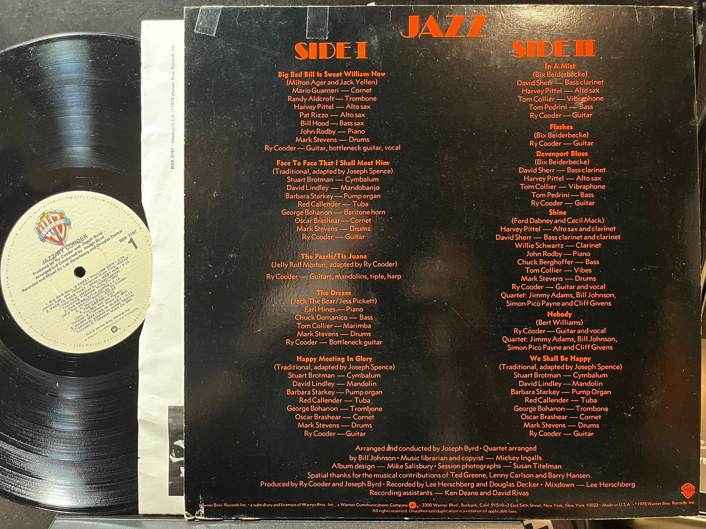 Ry Cooder - Jazz (VINYL) | Near Mint (NM) Near Mint (NM)
