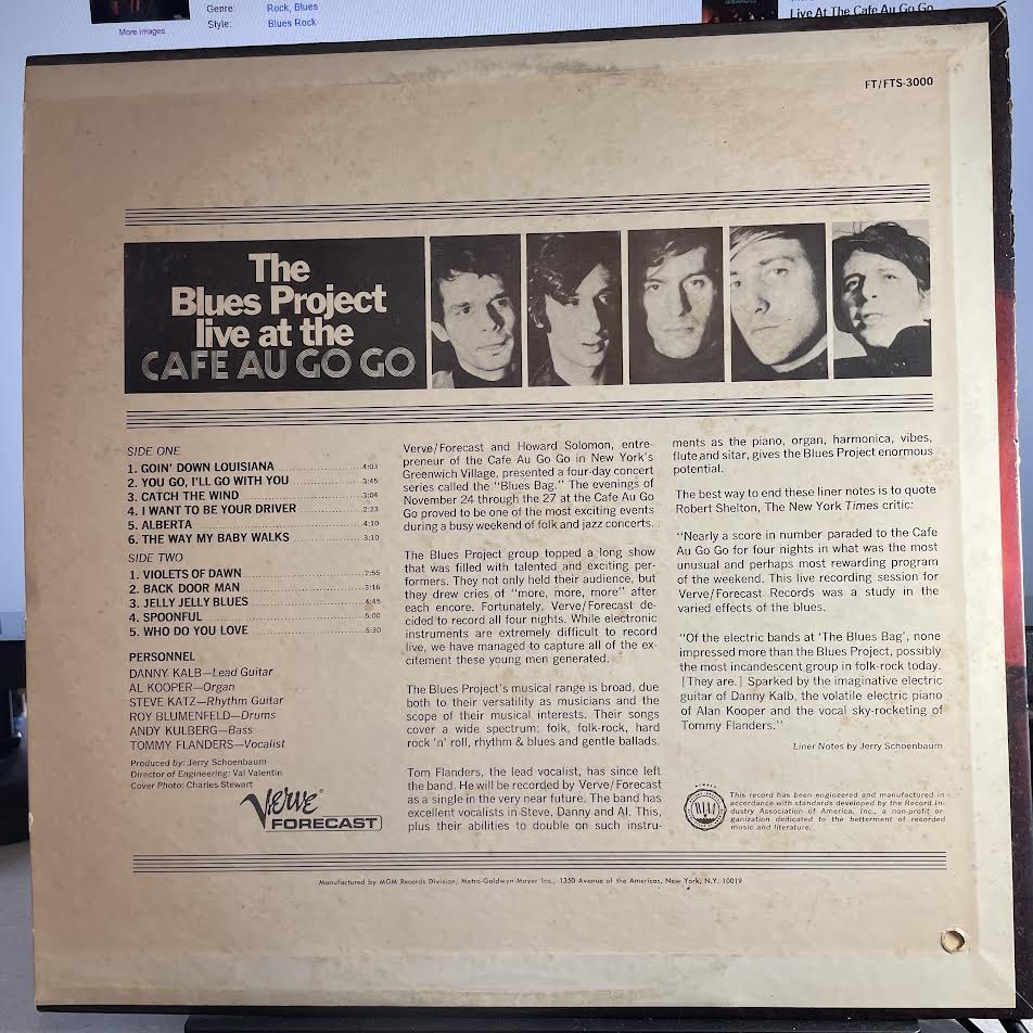 The Blues Project - Live At The Cafe Au Go Go (VINYL) | Near Mint (NM) Very Good Plus (VG+)