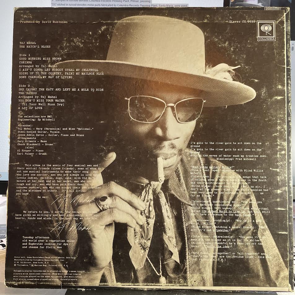 Taj Mahal - The Natch'l Blues (VINYL) | Very Good Plus (VG+) Very Good Plus (VG+)