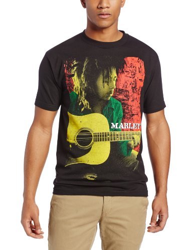 Zion Rootswear Men'S Bob Marley Colored Pose T-Shirt, Black, Medium |