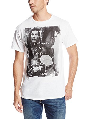 Zion Rootswear Men'S Bob Marley Free Our Minds T-Shirt, White, Large |