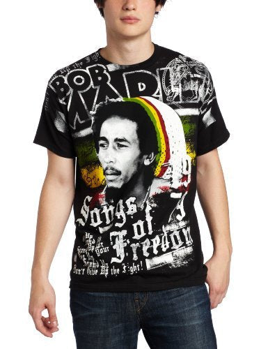 Zion Rootswear Men'S Bob Marley Short Sleeve Freedom T-Shirt,Black, Large |