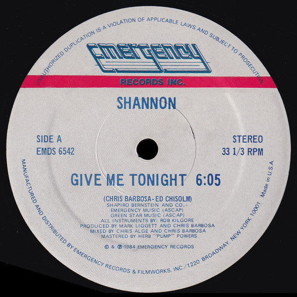 Shannon - Give Me Tonight (VINYL) | Excellent (EX) Excellent (EX)