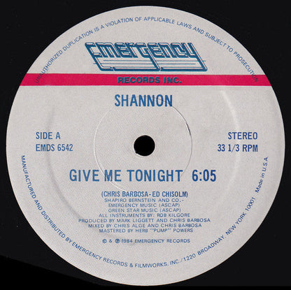 Shannon - Give Me Tonight (VINYL) | Excellent (EX) Excellent (EX)