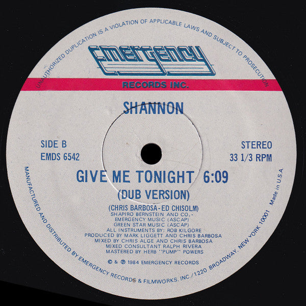 Shannon - Give Me Tonight (VINYL) | Excellent (EX) Excellent (EX)