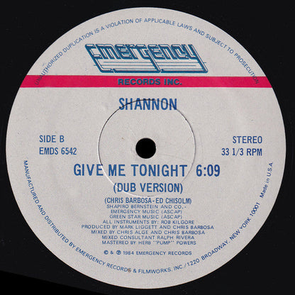 Shannon - Give Me Tonight (VINYL) | Excellent (EX) Excellent (EX)