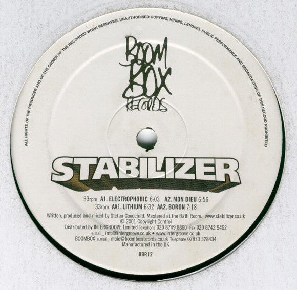 Stabilizer - Electrophobic (12" VINYL) | Very Good Plus (VG+) Generic