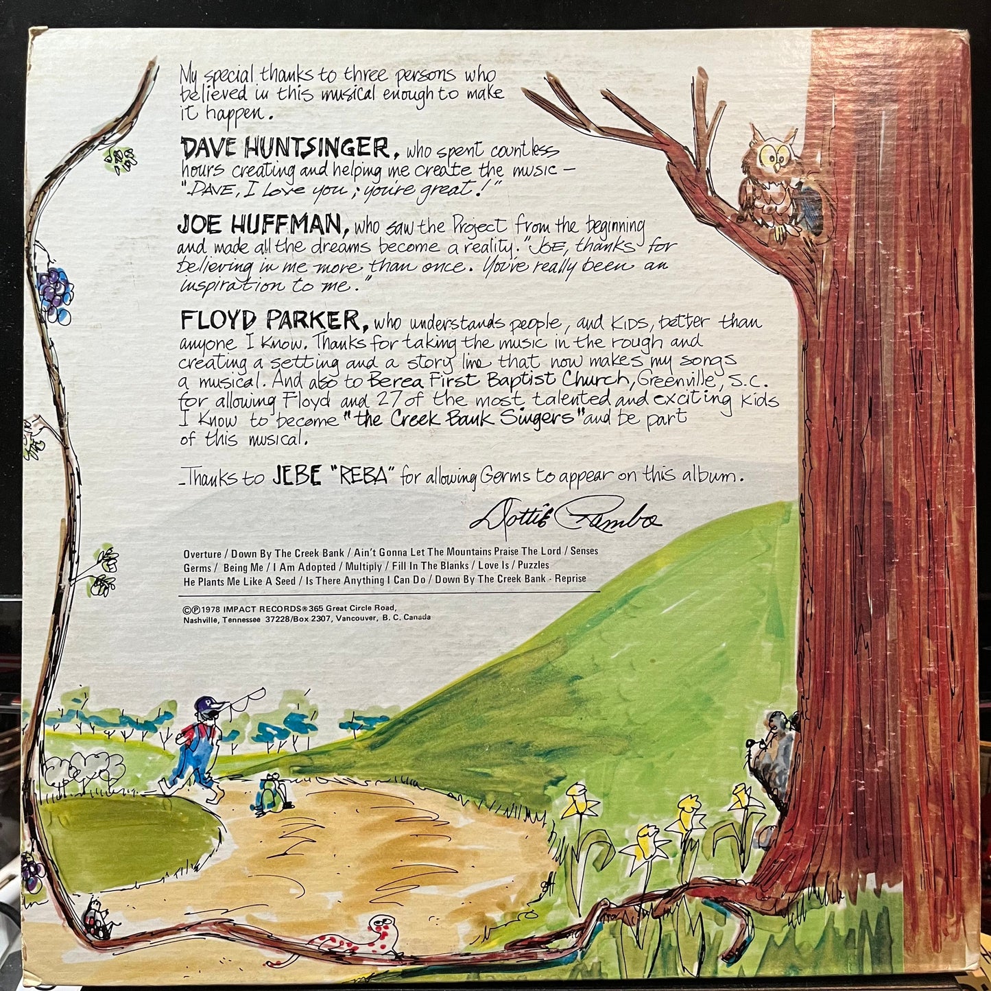 Dottie Rambo - Down By The Creek Bank (VINYL & BOOK)*SIGNED* | Excellent+ (EX+) Excellent+ (EX+)