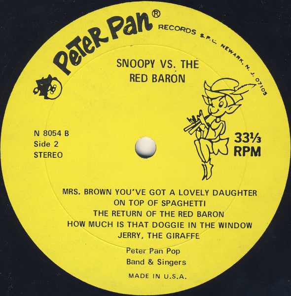 Peter Pan Pop Band & Singers - Snoopy Vs. The Red Baron (VINYL) | Very Good Plus (VG+) Excellent (EX)