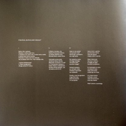 Symphony No. 3 (Symphony Of Sorrowful Songs) Op. 36 | Mint (M) Mint (M)