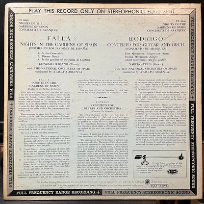 Manuel de Falla - Nights In The Gardens Of Spain / Concerto For Guitar And Orchestra (VINYL) | Excellent+ (EX+) Excellent (EX)